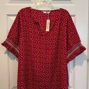 Agnes Orinda Women's Plus Short Sleeve V Neck Blouses Size 2X